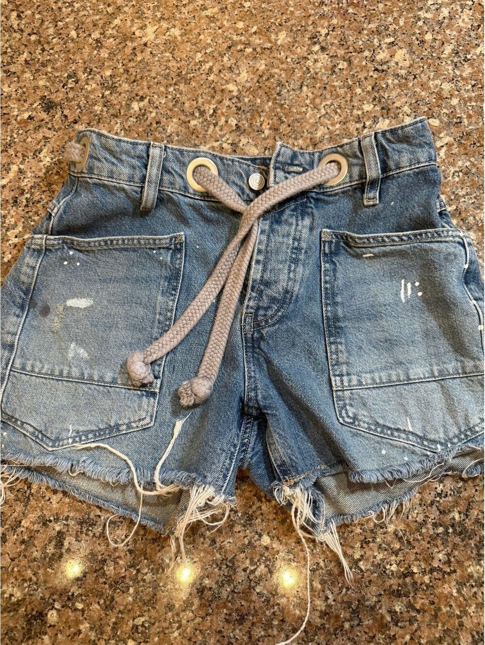 We The Free Denim Shorts Size 24 with Rope Belt